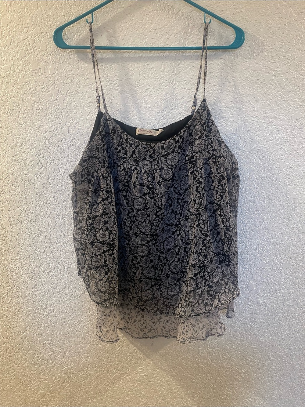 Faded Glory Black and White Floral Spaghetti-Strap Camisole